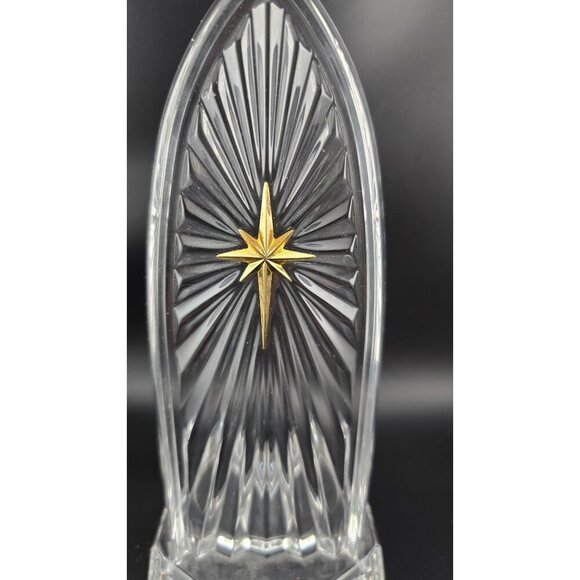 TOWLE Czech 24% Lead Crystal Cathedral Votive Candle Holder Holy Gold Star - Picture 2 of 6